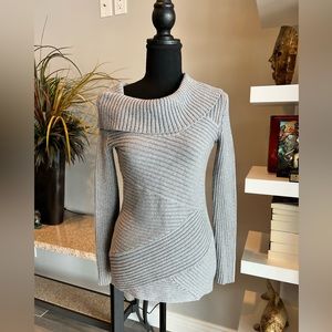 White House Black Market Gray/Silver Cowl Neck Sweater